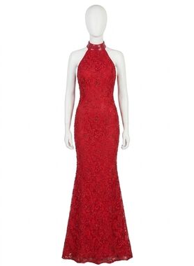 NEW RACHEL ALLAN floral lace mermaid gown in red